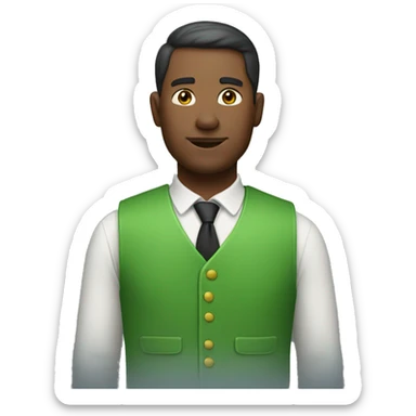a man with a green vest sticker