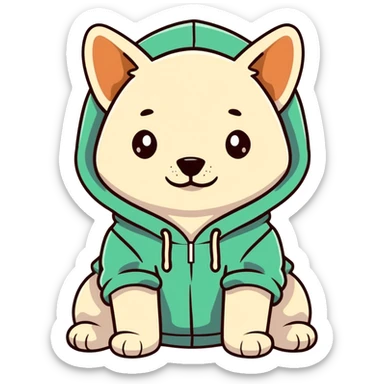 Doggie wearing a hoodie sticker
