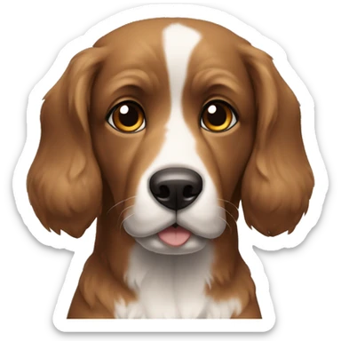 dog, body black, black head, paw white and chest white, big brown eyes sticker