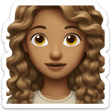 brown wavy haired woman with light but tanned skin and brown eyes  sticker