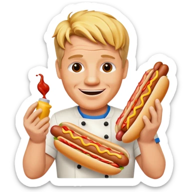 gordon ramsay hold a hotdog, happy smile sticker