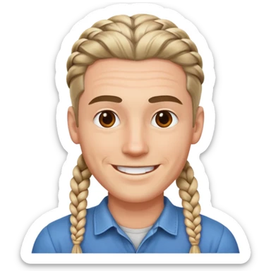 A white ton skin man with braided hair sticker