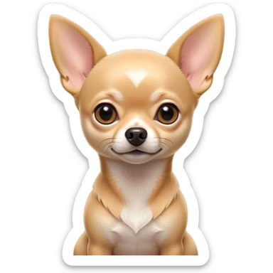 Cinematic Noble Fawn Short Haired Chihuahua Portrait Emoji, Poised and regal, with a compact, muscular build and a sleek, well-groomed fawn coat, deep-set soulful dark eyes, Simplified yet sharp and sophisticated features, highly detailed, glowing with a soft, dignified glow, high shine, intelligent and loyal, stylized with an air of strength, focused and attentive, soft glowing outline, capturing the essence of a watchful and confident guardian, so majestic it feels as though it could step out of the screen with effortless authority! sticker