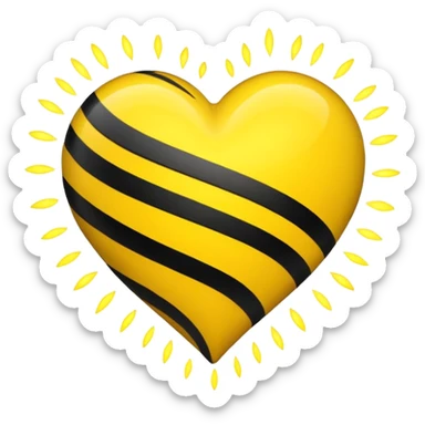 yellow heart with black stripes, pulsating with yellow energy particles sticker