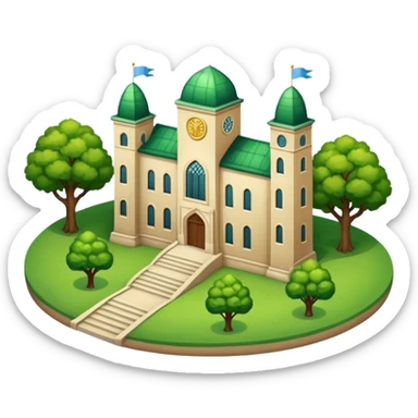 paisaje verde con una universidad sticker