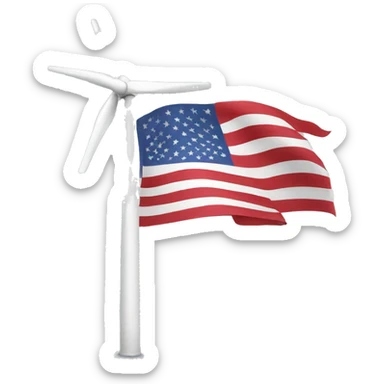 Wind turbine in usa flag colors sticker