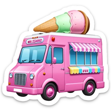 Pink ice cream van in luton called Mr rushed sticker