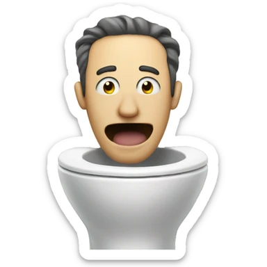 a man sticking his head out of a toilet while singing  sticker