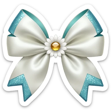 white flower bow with glitter sticker