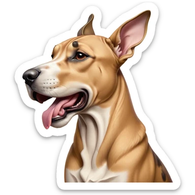 Cinematic Cute Yawning Fawn Great Dane Portrait Emoji, Head tilted slightly with a dramatic, wide-open yawn, revealing a smooth fawn Fur with a refined texture, floppy ears slightly drooping, round amber eyes barely open in drowsy contentment, Simplified yet irresistibly adorable features, highly detailed, glowing with a soft, cozy glow, high shine, relaxed yet expressive, stylized with a touch of whimsy, bright and endearing, soft glowing outline, capturing the essence of a sleepy yet affectionate guardian, so drowsy it feels like it could stretch out of the screen and curl up for a nap! sticker