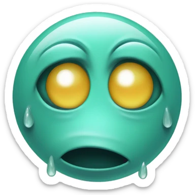 Alien face holding back happy tears sticker