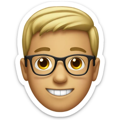 smiling boy with glasses indoors sticker