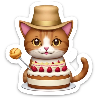 cat with a hat and cake sticker
