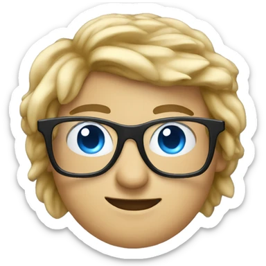 Nerd emoji with black blue glasses sticker