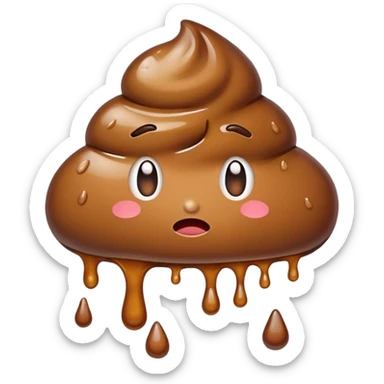 A combination of these two emojis: 💩 🫠 so that it looks like a runny poop sticker