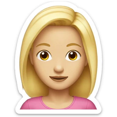 A blonde girl with a large forehead  sticker