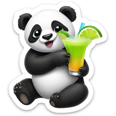 a panda drinking a margarita  sticker