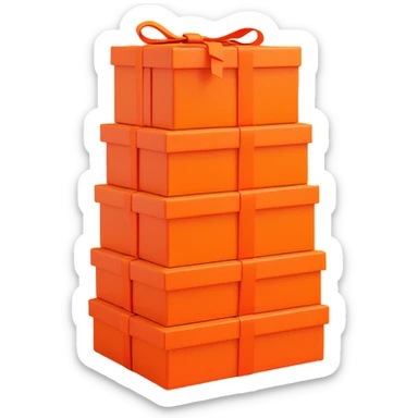 a stack of orange Hermès boxes in different sizes luxury packaging minimal 3D style sticker
