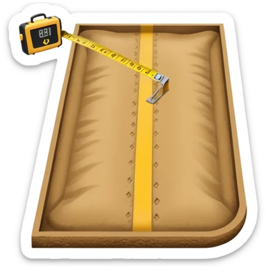 long jump pit, with a measuring tape sticker