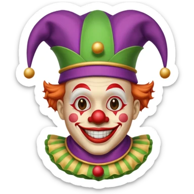 Clown with jester hat, half body sticker