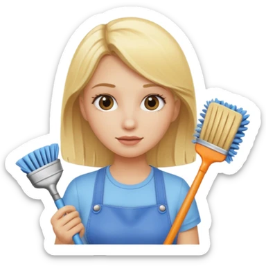 blonde girl cleaning sticker