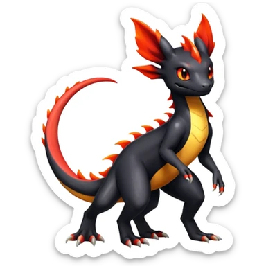 Shiny Salandit-Umbreon-Charmeleon-Fakémon-hybrid-creature (full body)  sticker