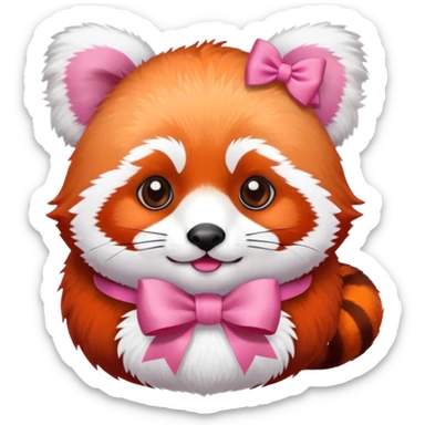Red panda emoji with pink bow on head  sticker
