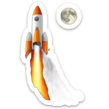 Space rocket coming out of a volcano with a moon sticker