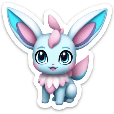 Kawaii Pastel Shiny Sylveon-Glaceon Full Body sticker