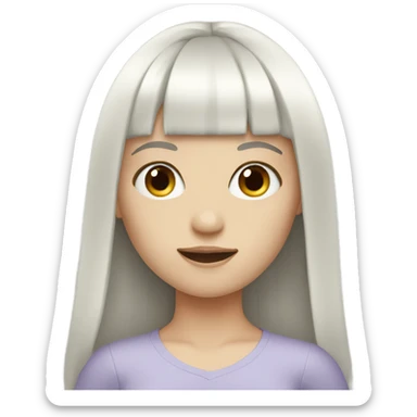 Pale girl with long black hair and bangs sticker