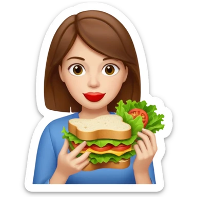 brown hair white women eating a sandwich sticker