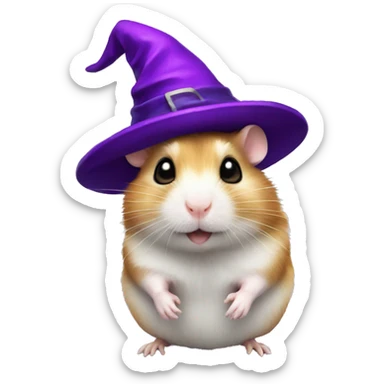 hamster with purple witch hat sticker