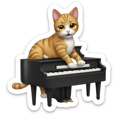 Cat playing piano  sticker