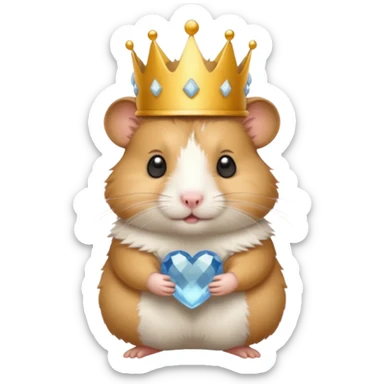 Hamster with a crown and a kitten as a pet and a labubu sticker