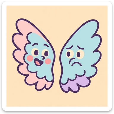 a pair of wings in pastel toon style sticker