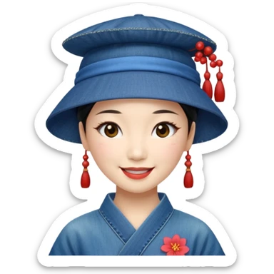 geisha denim hat sticker