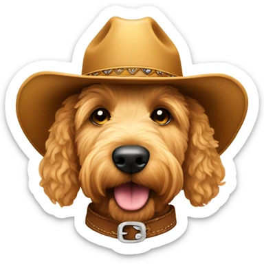 Golden doodle with cowboy hat sticker