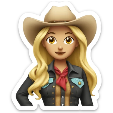 Blonde cowgirl, waist up sticker