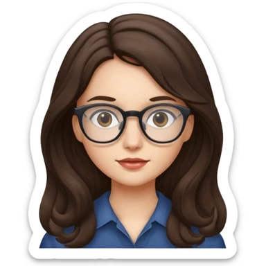 Brunette (more brunette) girl with long not to wavy hair and glasses sticker