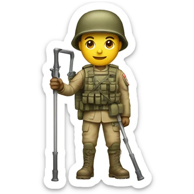 soldier with a crutch sticker