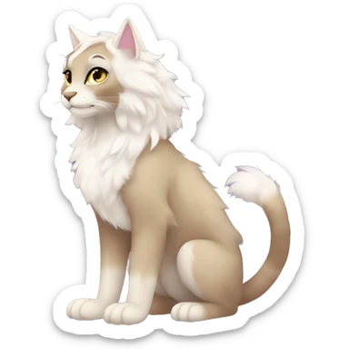 Furry, sparkle, iridescent, colorful, pastel, edgy, cool, fantasy beautiful, brown, beige, white, divine, godly, angelic, animal, anthro, full body, fursona, feline sticker