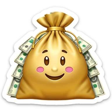 Luxury 3D emoji, overflowing money bag, stacks of cash, premium lighting, rich glossy look, ultra clean, transparent background


 sticker