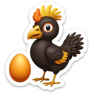 A 3D cartoon Sankofa bird with its head turned backward holding an egg in its beak, symbolizing learning from the past, vibrant colors, smooth lighting, Memoji-style rendering. sticker