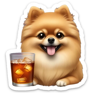 Pomeranian black with a bourbon drink sticker