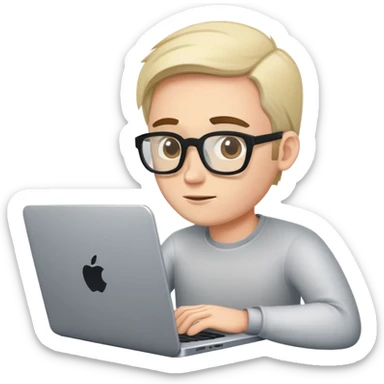 WEB DEVELOPER WORKING ON HIS LAPTOP white skinned and without glasses sticker