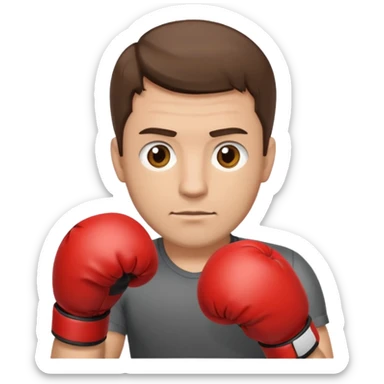 Rapaz de 39 anos ,cabelo castanho médio ,olhos castanho claro , cabelo corte malet, com uma luva de box na mão sticker