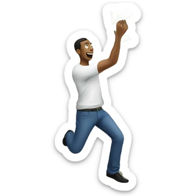 man throwing dollar bills at a house sticker