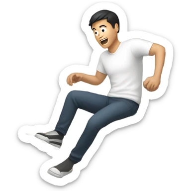 Asian guy falling down steps sticker