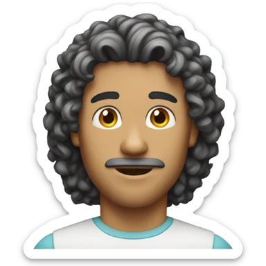 Guy with a curly mullet sticker