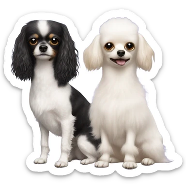 White toy poodle next to long hair Chihuahua sticker